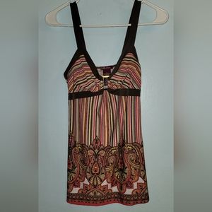 Miss Bisou tank top with v neck and metal  flowy shirt stripes